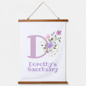 Letter D plus voornaam met een Floral Design Hangend Wandkleed (Voorkant)