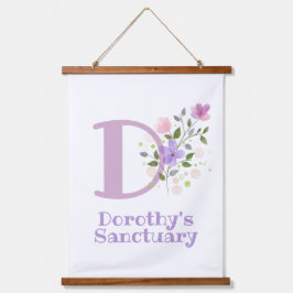 Letter D plus voornaam met een Floral Design Hangend Wandkleed