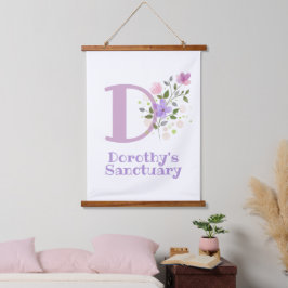 Letter D plus voornaam met een Floral Design Hangend Wandkleed