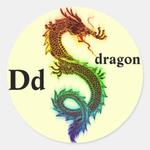 Letter D regenboogdraak Stickers