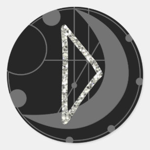 Letter D Rune Runic Monogram Geometrische Maan Zwa Ronde Sticker