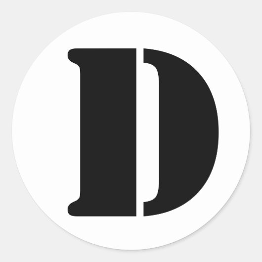 Letter D Stencil Alphabet van Janz White Ronde Sticker (Voorkant)