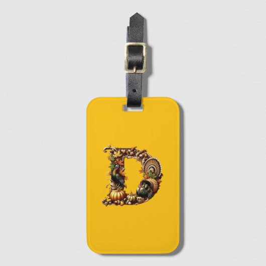 Letter D Thanksgiving style gift  Bagagelabel (Voorkant (verticaal))