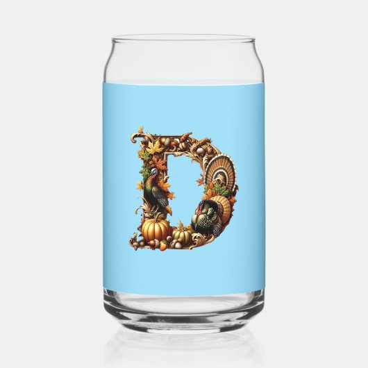 Letter D Thanksgiving style gift  Blikvorm Glas (Achterkant)
