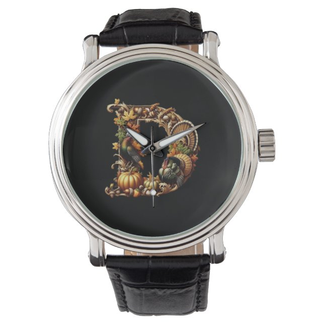 Letter D Thanksgiving style gift  Horloge (Voorkant)