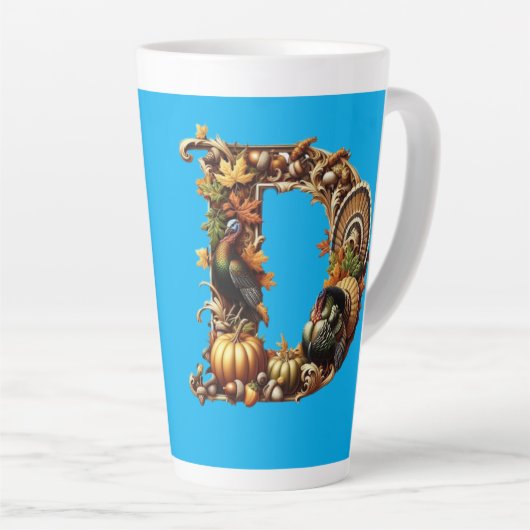 Letter D Thanksgiving style gift  Latte Mok (Rechterhoek)