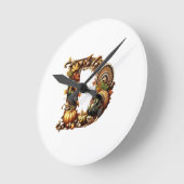 Letter D Thanksgiving style gift Ronde Klok (Hoek)