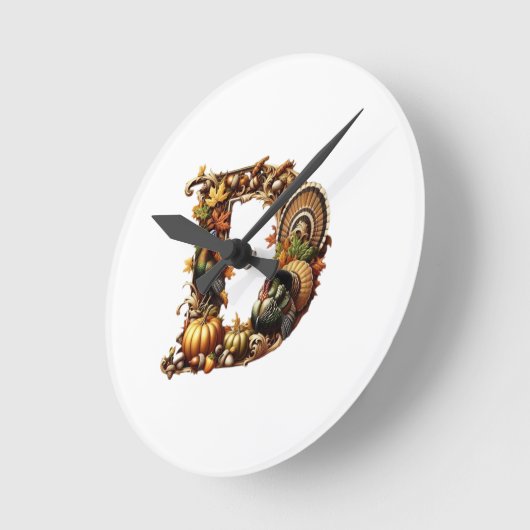 Letter D Thanksgiving style gift Ronde Klok (Hoek)