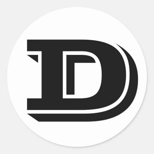 Letter D Vineta Alphabet van Janz White Ronde Sticker (Voorkant)