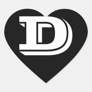 Letter D Vineta Font Black Heart Stickers van Janz