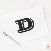 Letter D Vineta Font White Oval Stickers van Janz (Envelop)
