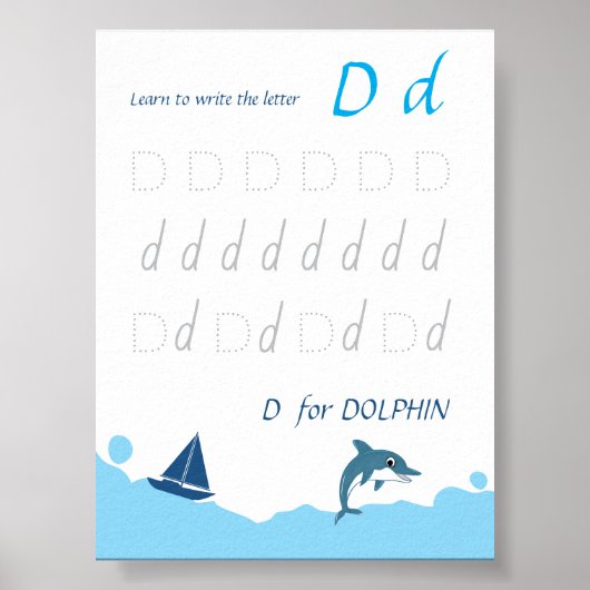 Letter D Volgen Poster voor Kinderen (Voorkant)