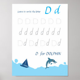 Letter D Volgen Poster voor Kinderen 