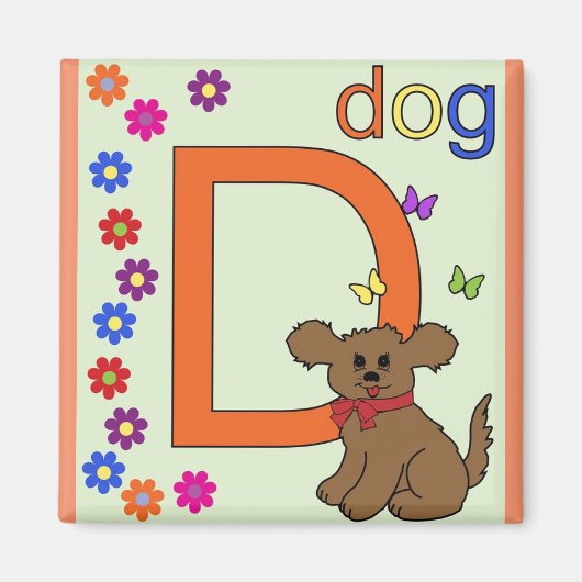 "Letter D" voor Dog Children's Magnet (Voorkant)