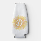 Letter D Zonnebloem Voornaam Monogram Initiaal Flesjeskoeler (Voorkant)