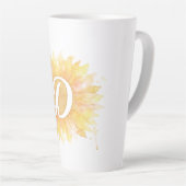 Letter D Zonnebloem Voornaam Monogram Initiaal Latte Mok (Rechterhoek)