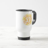 Letter D Zonnebloem Voornaam Monogram Initiaal Reisbeker (Voorkant rechts)