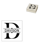 letter D | Zwart siersplit monogram Rubberstempel (Gestempeld)