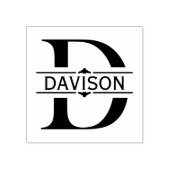 letter D | Zwart siersplit monogram Rubberstempel (Afrduk)