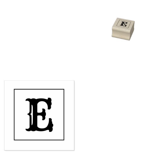 Letter E 1 inch rubberen stempel (Gestempeld)