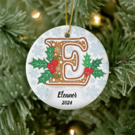 Letter E Aangepaste kerst Keramisch Ornament