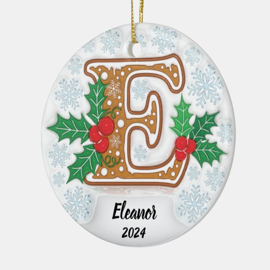 Letter E Aangepaste kerst Keramisch Ornament (Links)