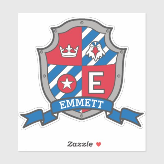 Letter E aangepaste naam Emmett ridders crest Stic Sticker (Vel)