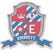 Letter E aangepaste naam Emmett ridders crest Stic Sticker (Voorkant)