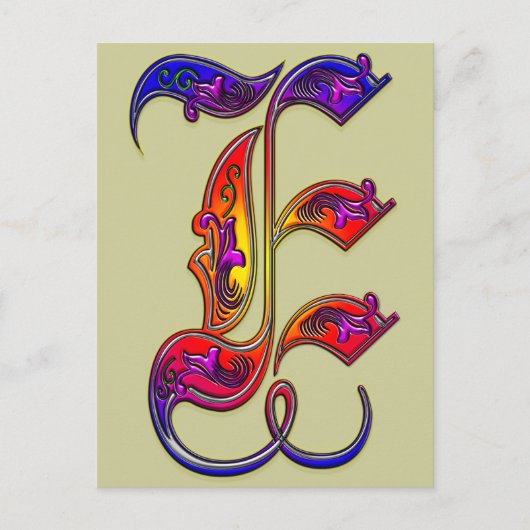 Letter E Alfabet Monogram afdrukken Briefkaart (Voorkant)