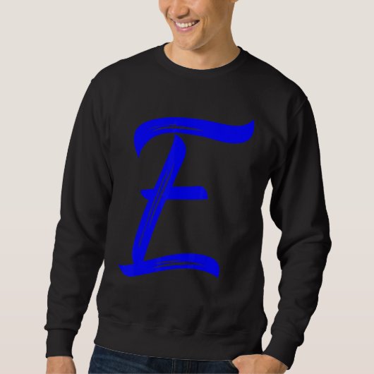 Letter E Alphabet Large Blue Graphic Initial Trui (Voorkant)