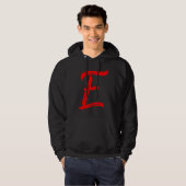 Letter E Alphabet Large Red Graphic Initial Hoodie (Voorkant volledig)