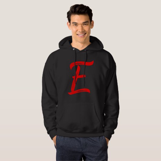 Letter E Alphabet Large Red Graphic Initial Hoodie (Voorkant volledig)