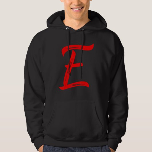 Letter E Alphabet Large Red Graphic Initial Hoodie (Voorkant)