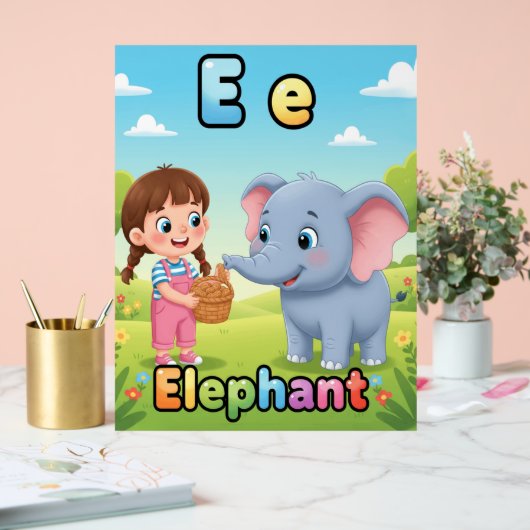 Letter E Alphabet Poster – E is for Elephant (Huwelijk)