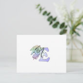 Letter E-angel-monogram alfabet initiaal blauw en Briefkaart (Staand voorkant)
