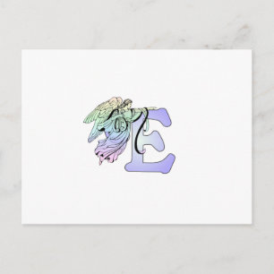 Letter E-angel-monogram alfabet initiaal blauw en Briefkaart