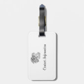 Letter E-angel-monogram alfabet initiaal zwart en Bagagelabel (Achterkant verticaal)