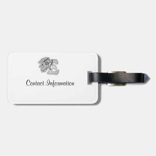 Letter E-angel-monogram alfabet initiaal zwart en Bagagelabel (Achterkant horizontaal)