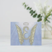 Letter E Angel Monogram Briefkaart (Staand voorkant)