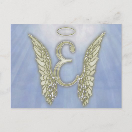 Letter E Angel Monogram Briefkaart (Voorkant)