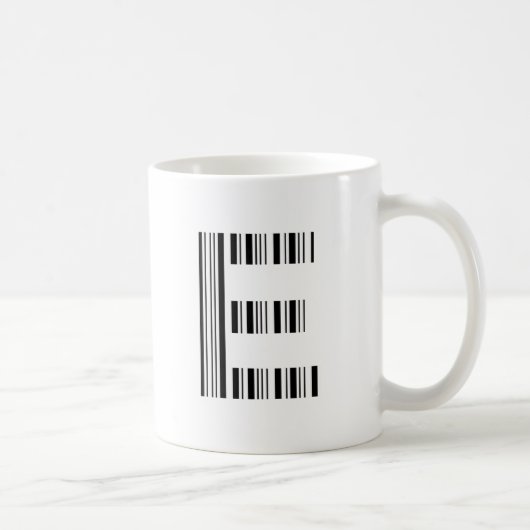 LETTER E BAR CODE Eerste Initiaal Barcode Patroon Koffiemok (Rechts)