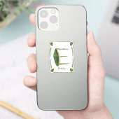 Letter E Botanisch groen blad - Monogram E Sticker (Telefoon)