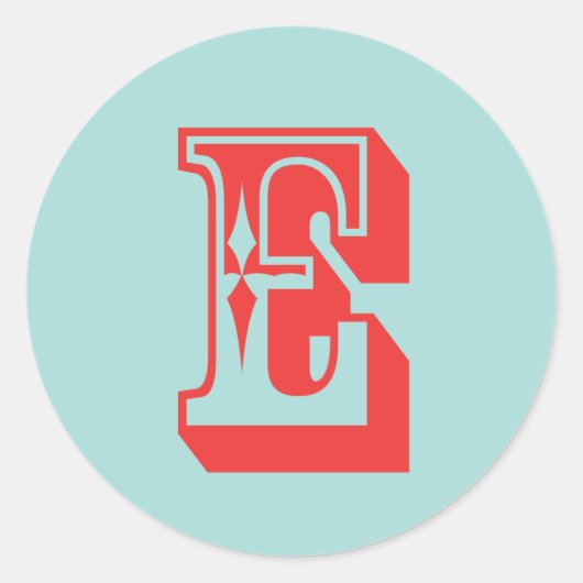 Letter E carnaval stijl monogram initiaal gunst Ronde Sticker (Voorkant)
