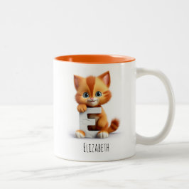 Letter E Cat alfabet monogram koffie Mok