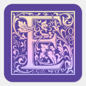 Letter E Colorful  Eerste Letter-gradiënt Vierkante Sticker (Voorkant)