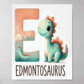Letter E, Dinosaur Alphabet Waterverf Poster (Voorkant)