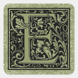 Letter E Eerste Letter Monogram Vierkante Sticker