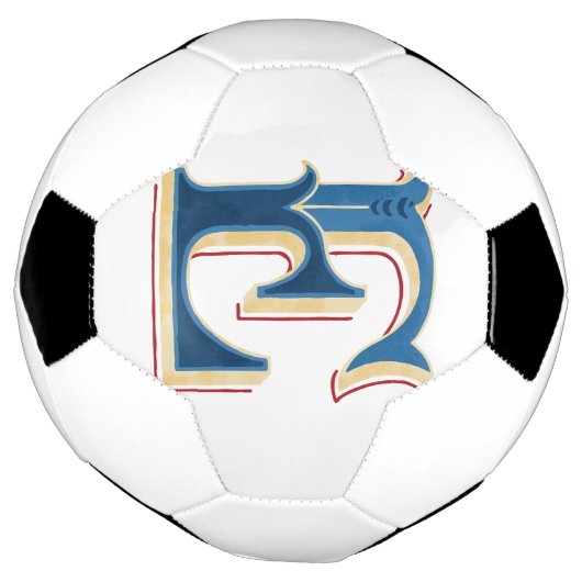 Letter "E" Elegant geborduurd Voetbal (Gedraaid)