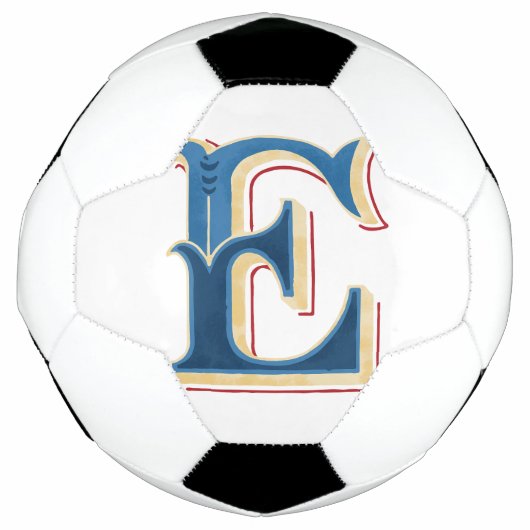 Letter "E" Elegant geborduurd Voetbal (Voorkant)