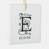 Letter E Elegant Monogram Kerst Ornament (Rechts)